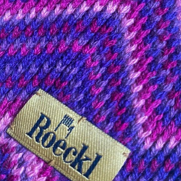 Roeckl Purple Pink Chevron Print Scarf Hat  set - Picture 4 of 5